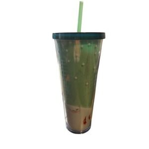 Starbucks 2018 Holiday Collection Glitter Silver Tree Snow Gnome Acrylic Tumbler